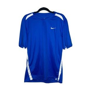 Nike Shirt Men's Medium Blue Dri Fit Tennis Shirt Athletic Top T-Shirt